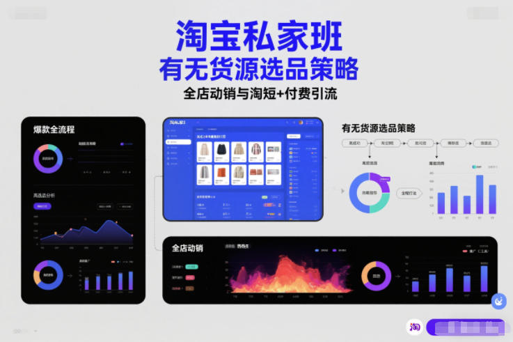 淘宝私家班，有无货源选品策略，高成功率爆款全流程打法，全店动销与淘短+付费引流-智云网