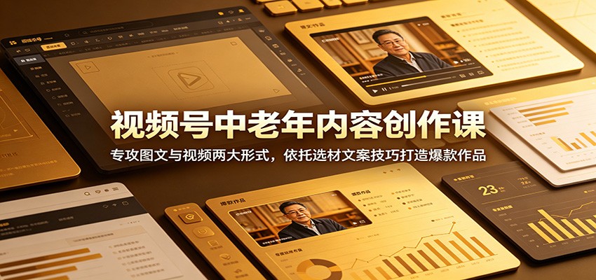 视频号中老年内容创作课：专攻图文与视频两大形式，依托选材文案技巧打造爆款作品-智云网