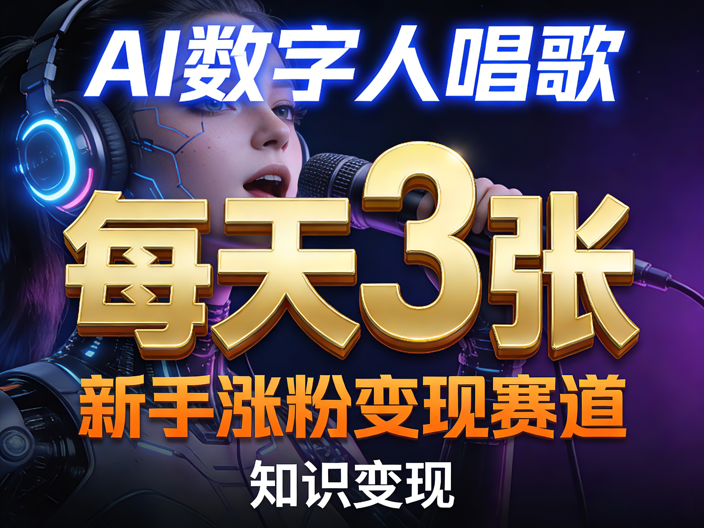 AI数字人唱歌,新手涨粉变现赛道,每天3张和知识付费,副业必备-智云网