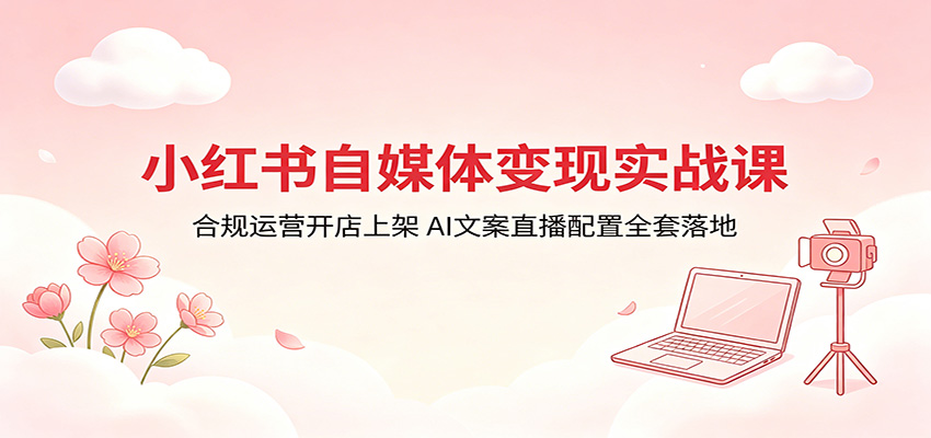 小红书自媒体变现实战课:合规运营开店上架,AI文案直播配置全套落地-智云网