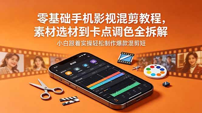（18750期）零基础手机影视混剪教程，素材选材到卡点调色全拆解，小白跟着实操轻松制作爆款混剪短片-智云网