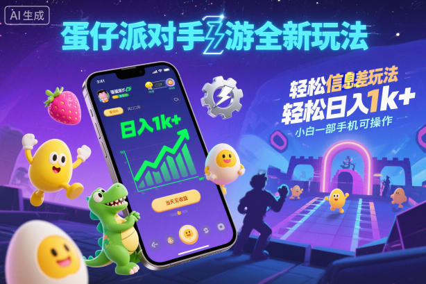 蛋仔派对手游全新玩法，轻松日入1k+，风口信息差玩法，当天见收益，小白一部手机可操作-智云网