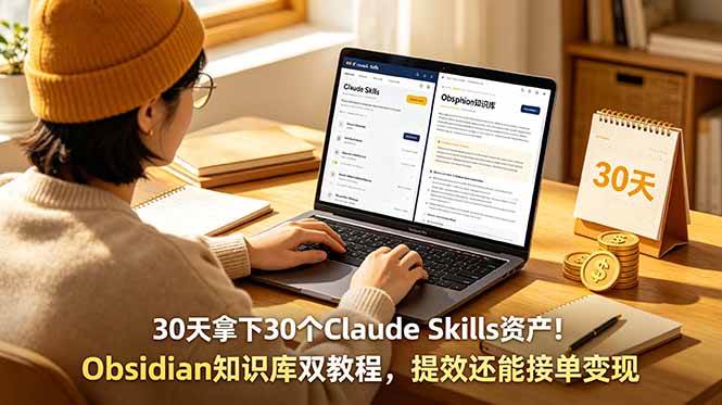 （18886期）30天拿下30个Claude Skills资产！Obsidian知识库双教程，提效还能接单变现-智云网