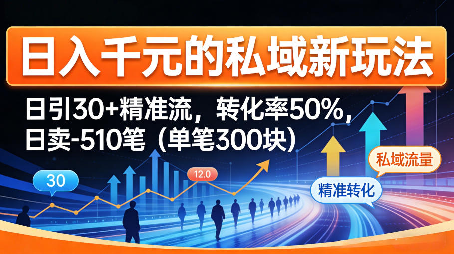 日入千米的私域新玩法：日引30＋精准流，转化率50%，日卖5-10笔(单笔300米)-智云网