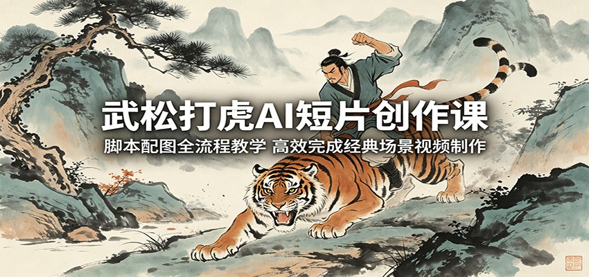 武松打虎AI短片创作课：脚本配图全流程教学，高效完成经典场景视频制作-智云网