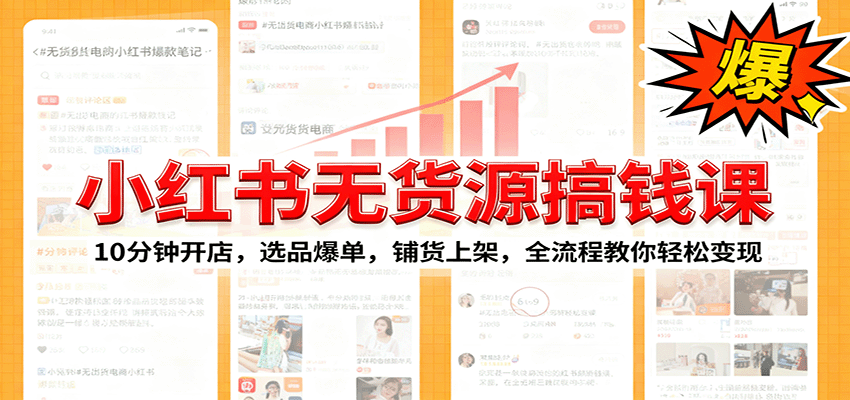 小红书无货源爆单课：10分钟开店，选品爆单，铺货上架，全流程教你轻松变现-智云网