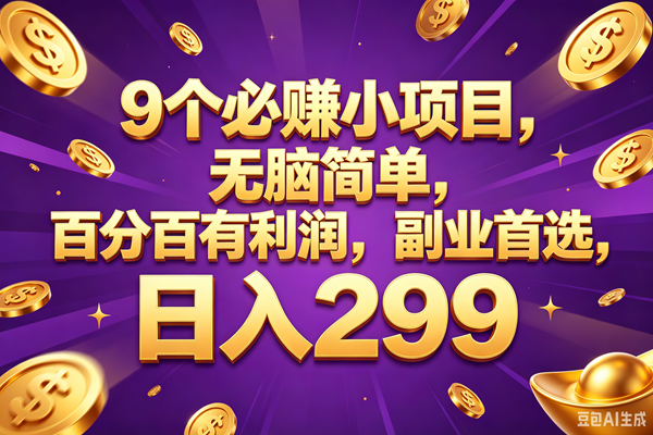 （18736期）9个必赚的小项目，百分百赚元子，无脑简单，副业首选，日入299+-智云网
