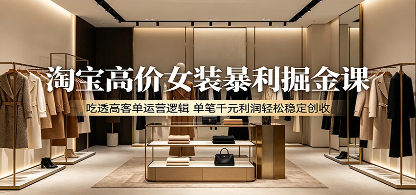 淘宝高价女装暴利掘金课：吃透高客单运营逻辑，单笔千元利润轻松稳定创收-智云网