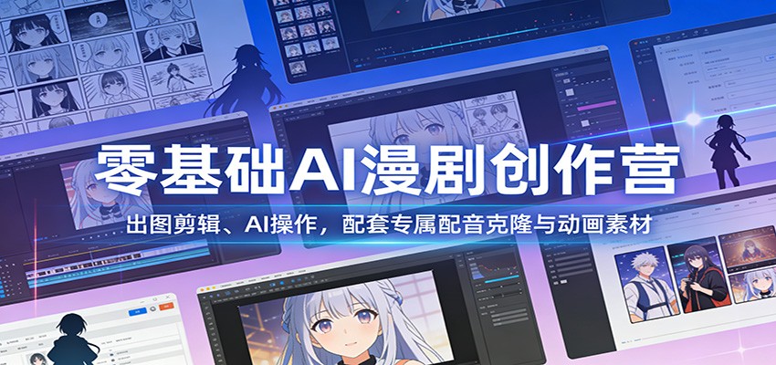 零基础AI漫剧创作营：出图剪辑、AI操作，配套专属配音克隆与动画素材-智云网