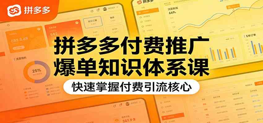 拼多多付费推广爆单知识体系课，快速掌握付费引流核心-智云网