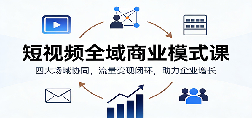 短视频全域商业模式课:四大场域协同,流量变现闭环,助力企业增长-智云网