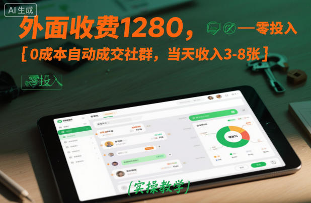 外面收费1280，0成本自动成交社群，当天收入3-8张【实操教学】-智云网