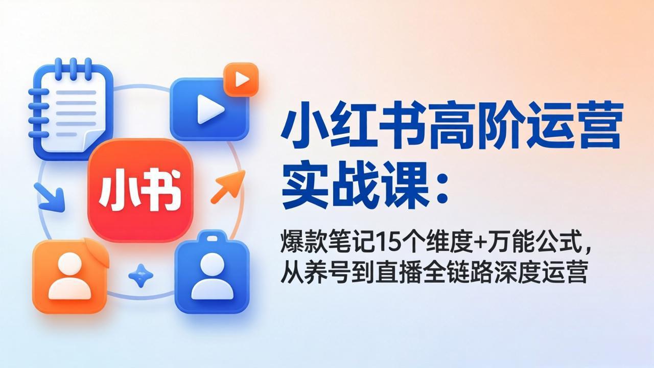 小红书高阶运营实战课：爆款笔记15个维度+万能公式，从养号到直播全链路深度运营-智云网