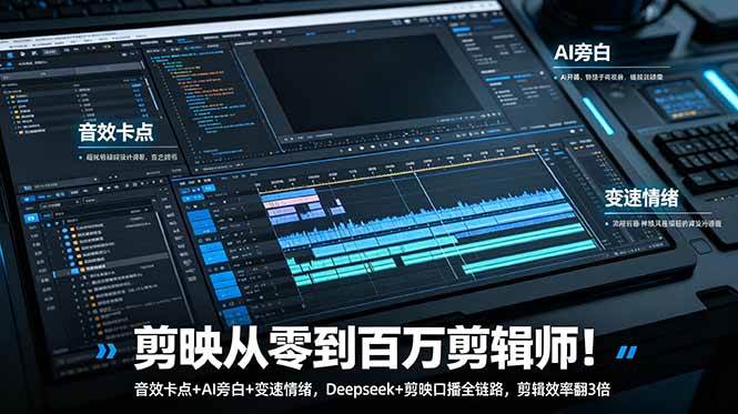 （18867期）剪映从零到百万剪辑师！音效卡点+AI旁白+变速情绪，Deepseek+剪映口播全链路，剪辑效率翻3倍-智云网