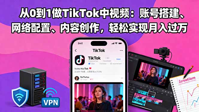 从0到1做TikTok中视频：账号搭建、网络配置、内容创作，轻松实现月入过万-智云网