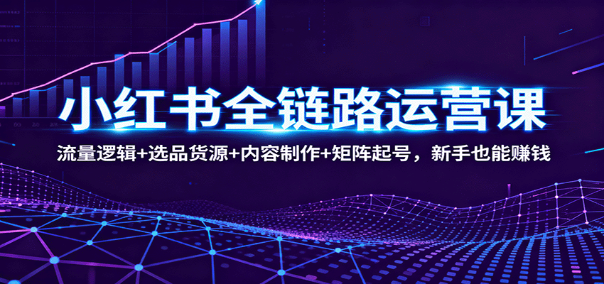 小红书全链路运营课：流量逻辑+选品货源+内容制作+矩阵起号，新手也能赚钱-智云网