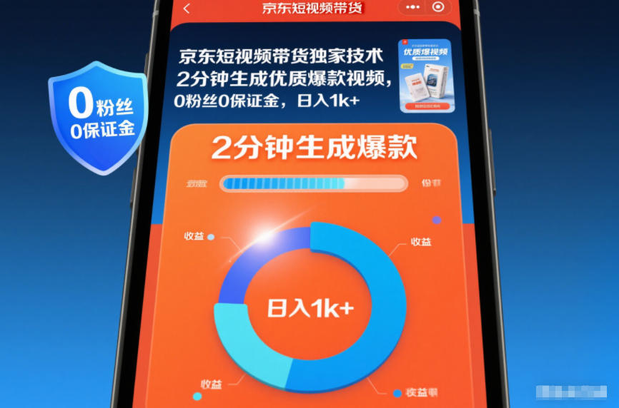 京东短视频带货独家技术，2分钟生成一条优质爆款视频，0粉丝0保证金，日入1k+【揭秘】-智云网
