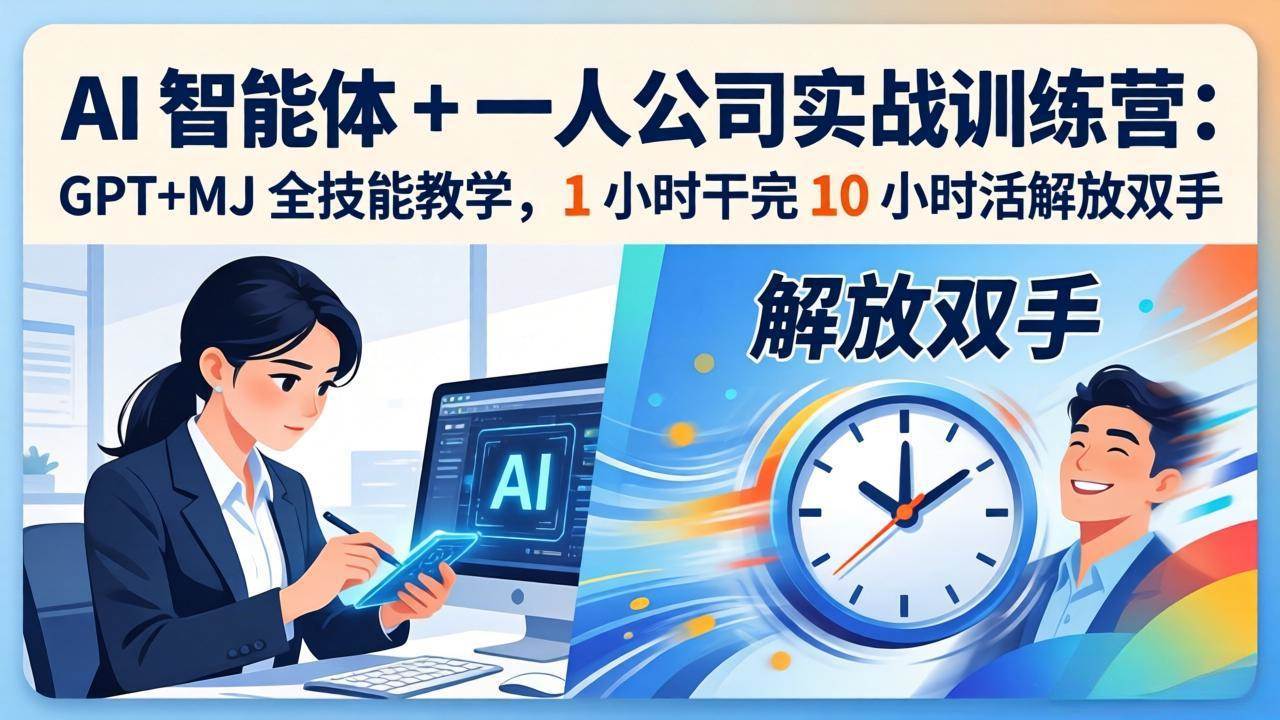 （17834期）AI 智能体 + 一人公司实战训练营：GPT+MJ 全技能教学，1 小时干完 10 小时活解放双手-智云网