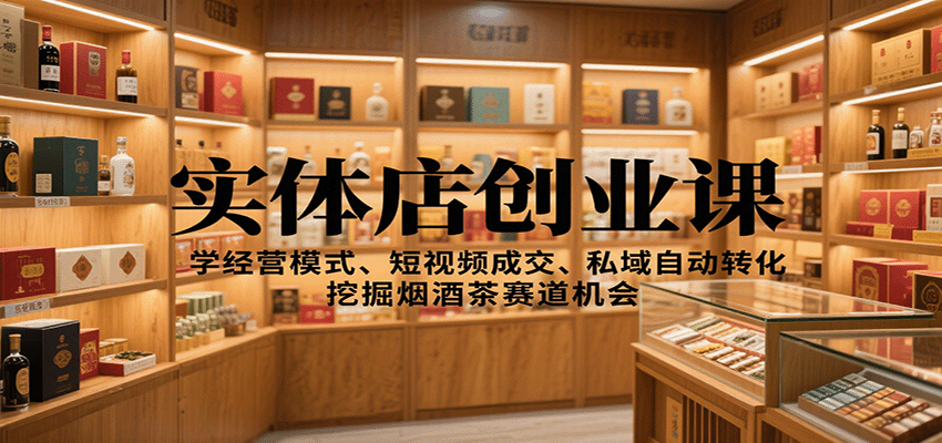 实体店创业课：学经营模式、短视频成交、私域自动转化，挖掘烟酒茶赛道机会-智云网