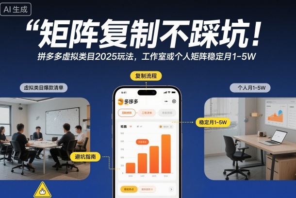 矩阵复制不踩坑！拼多多虚拟类目2025玩法，工作室或者个人矩阵稳定月1-5W【揭秘】-智云网