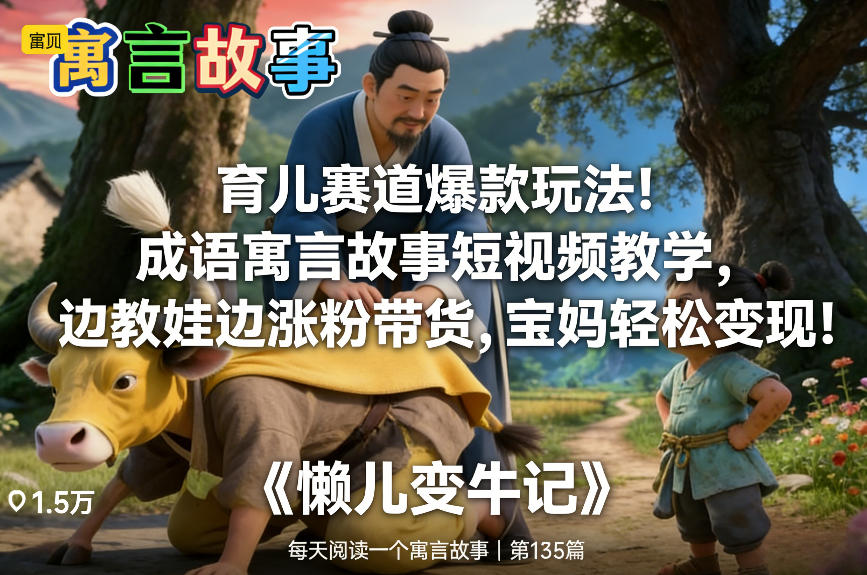 育儿赛道爆款玩法!成语寓言故事短视频教学,边教娃边涨粉带货,宝妈轻松变现!-智云网