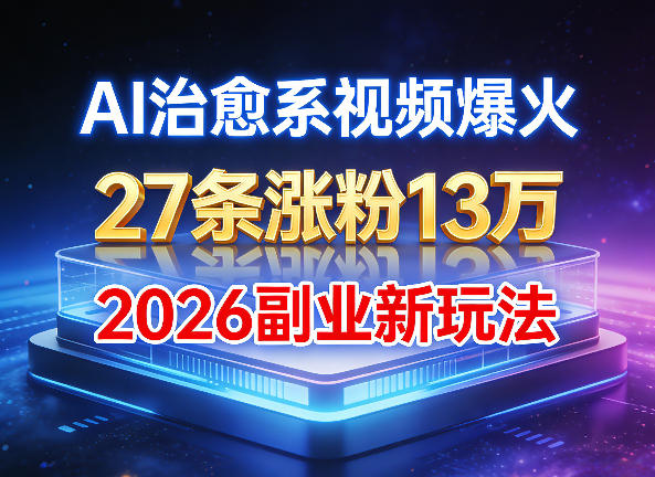AI治愈系视频爆火，27条涨粉13W，2026新手副业新玩法