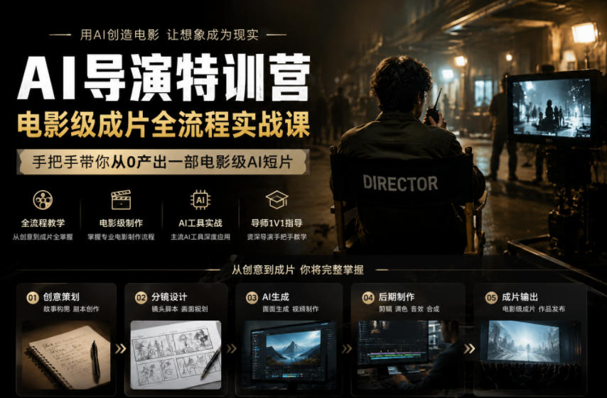 AI导演特训营，电影级成片全流程实战课，手把手带你从0产出一部电影级AI短片-智云网