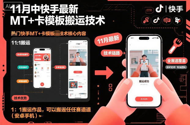 11月中快手最新MT+卡模板搬运技术，1：1搬运作品，可以搬运任何赛道（安卓手机）-智云网