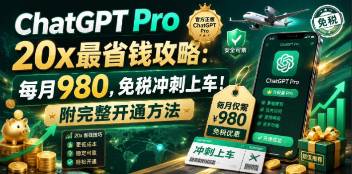 ChatGPT Pro 20x最省钱攻略：每月980，免税冲刺上车！附完整开通方法【文档】-智云网