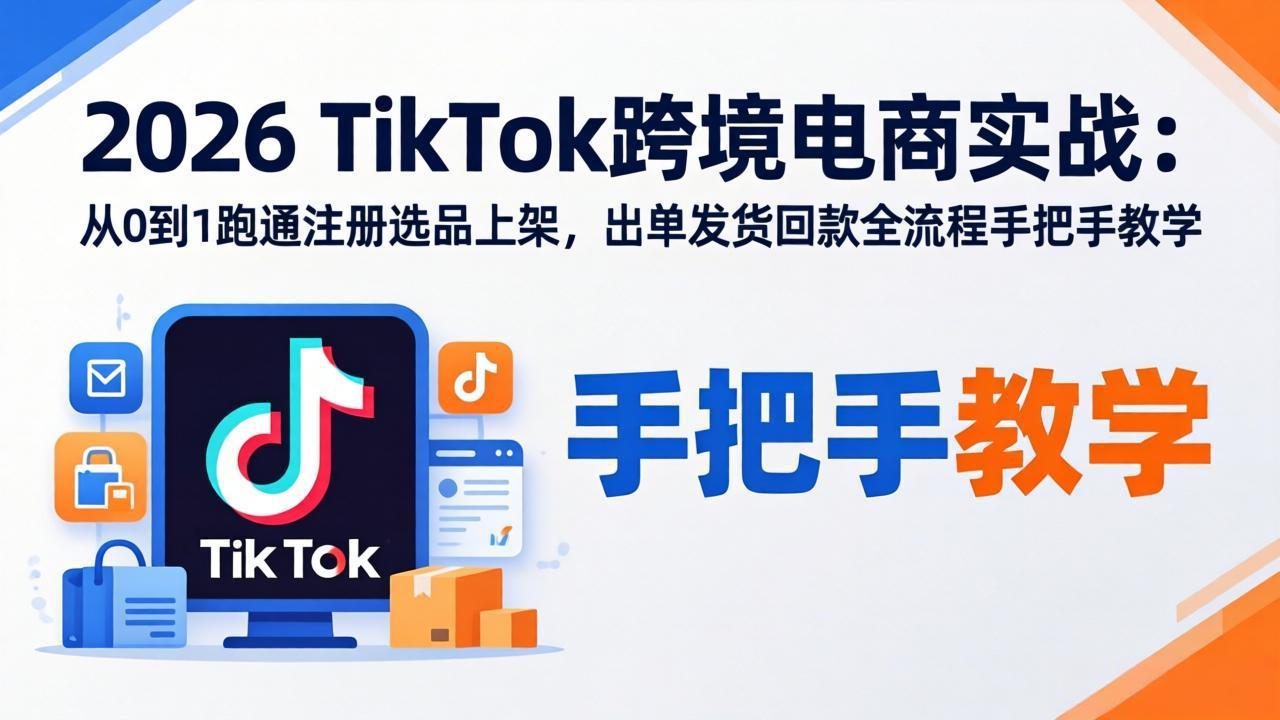 2026TikTok跨境电商实战：从0到1跑通注册选品上架，出单发货回款全流程手把手教学-智云网