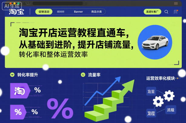 淘宝开店运营教程直通车，从基础到进阶，提升店铺流量，转化率和整体运营效率（更新26年3月）-智云网