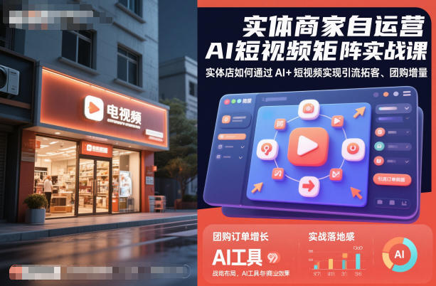 实体商家自运营AI短视频矩阵实战课，实体店如何通过AI+短视频实现引流拓客、团购增量-智云网
