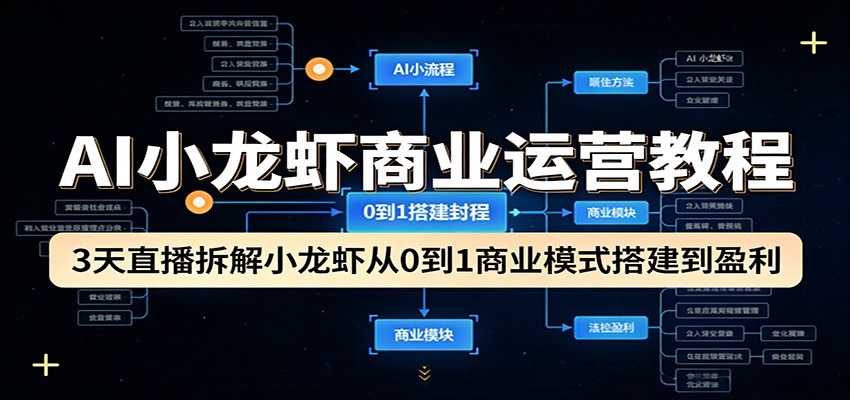 AI小龙虾商业运营教程：3天直播拆解小龙虾从0到1商业模式搭建到盈利-智云网