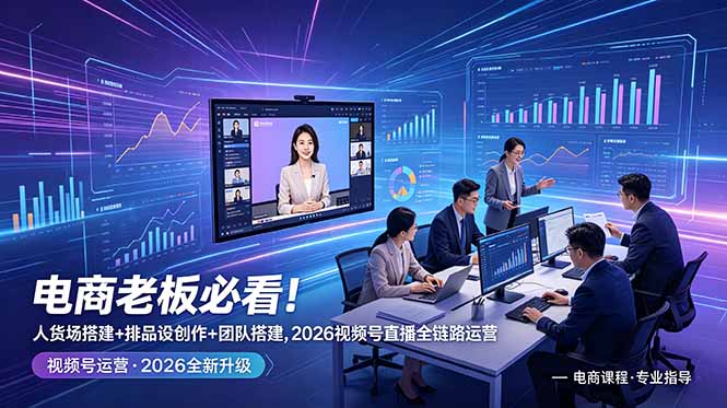 电商老板必看！人货场搭建+排品设计+素材创作+团队搭建，2026视频号直播全链路运营-智云网