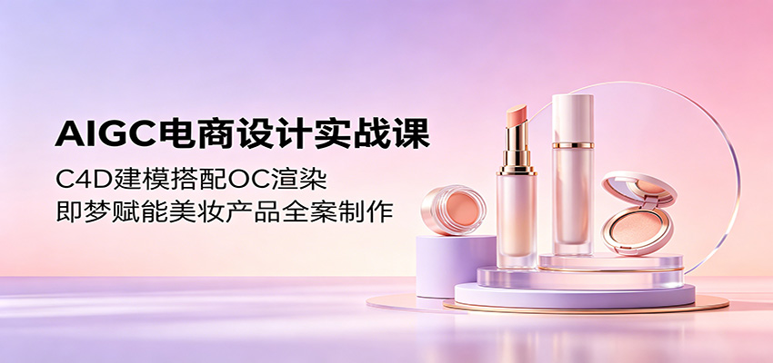 AIGC电商设计实战课：C4D建模搭配OC渲染，即梦赋能美妆产品全案制作-智云网