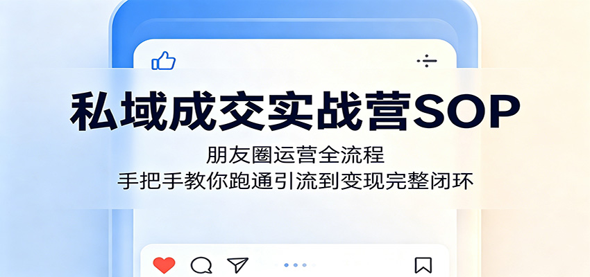 私域成交实战营SOP：朋友圈运营全流程，手把手教你跑通引流到变现完整闭环-智云网