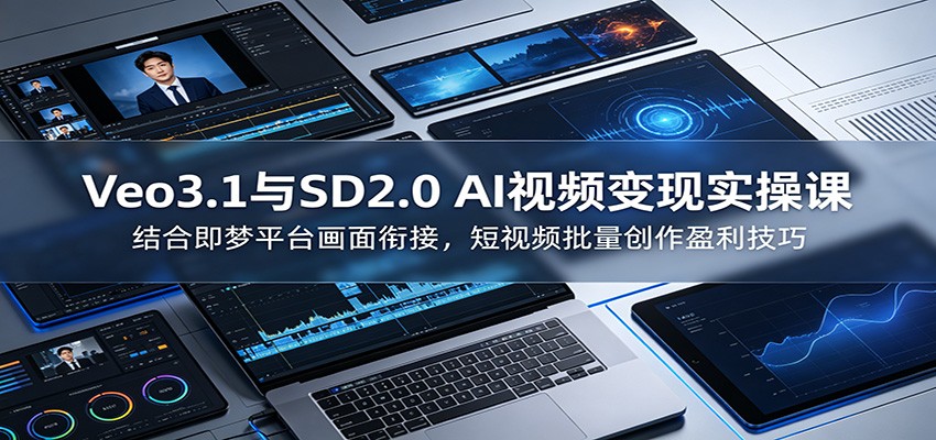 Veo3.1与SD2.0 AI视频变现实操课课：结合即梦平台画面衔接，短视频批量创作盈利技巧-智云网