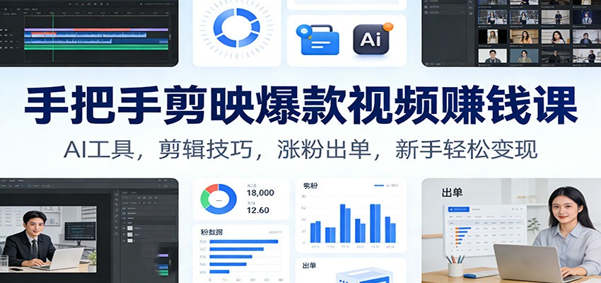 手把手剪映爆款视频赚钱课：AI工具，剪辑技巧，涨粉出单，新手轻松变现-智云网