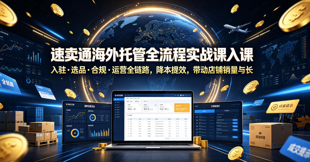 速卖通海外托管全流程实战课入驻・选品・合规・运营全链路，降本提效，带动店铺销量与收益增长-智云网