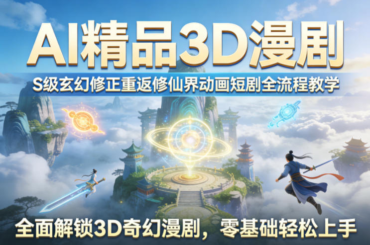 AI精品3D漫剧S级玄幻修正重返修仙界动画短剧全流程教学，全面解锁3D奇幻漫剧，零基础轻松上手-智云网