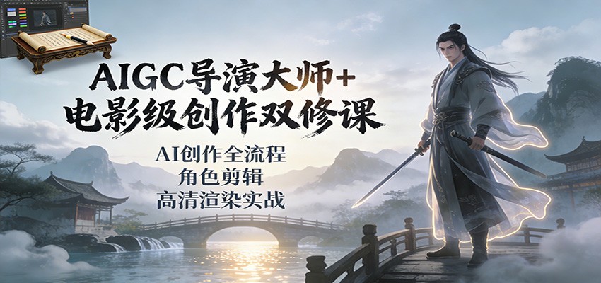 AIGC导演大师+电影级创作双修课:AI创作全流程、角色剪辑、高清渲染实战-智云网
