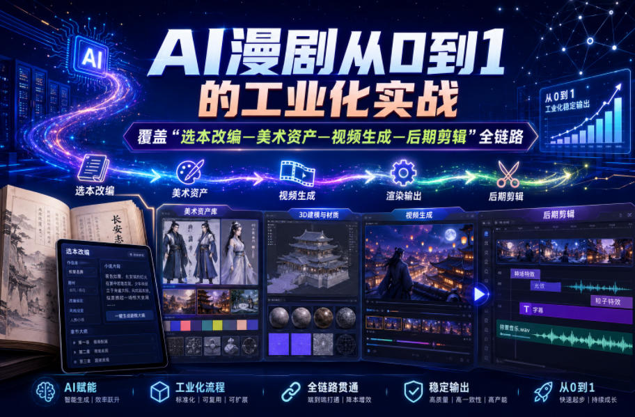 AI漫剧从0到1的工业化实战，覆盖“选本改编—美术资产—视频生成—后期剪辑”全链路（更新6月）-智云网