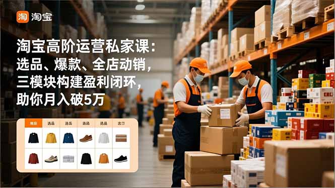 淘宝高阶运营私家课：选品、爆款、全店动销，三模块构建盈利闭环，助你月入破5万-智云网