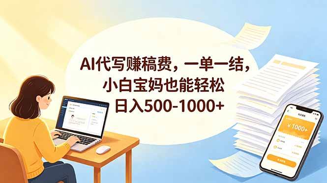 （18772期）AI代写赚稿费，一单一结，小白宝妈也能轻松日入500-1000+-智云网