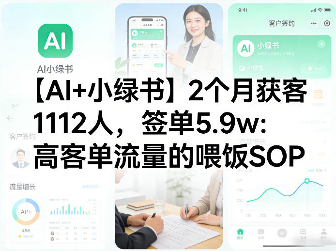【AI+小绿书】2个月获客1112人，签单5.9w：高客单流量的喂饭SOP