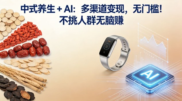 中式养生+AI：多渠道变现，无门槛，不挑人群无脑賺-智云网