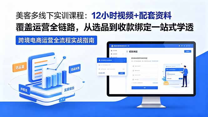 美客多线下实训课程：12小时视频+配套资料覆盖运营全链路，从选品到收款绑定一站式学透-智云网