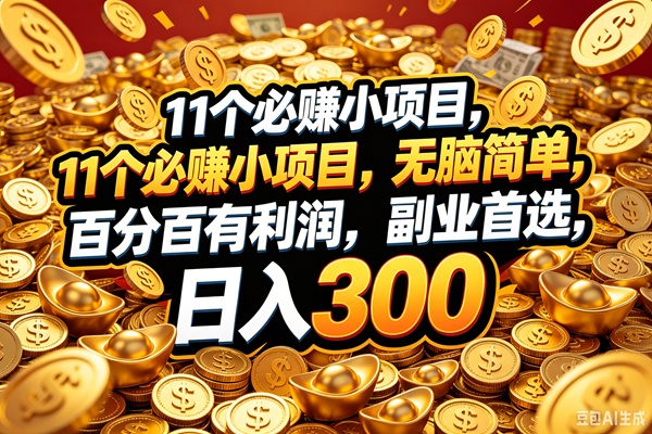 （18756期）11个必赚的小项目，百分百赚元子，无脑简单，副业首选，日入300+-智云网