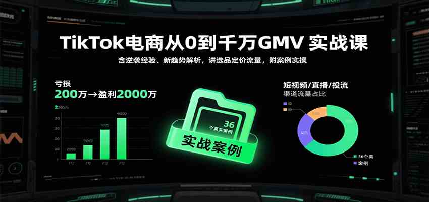 TikTok电商从0到千万GMV实战课，含逆袭经验、新趋势解析，讲选品定价流量等（更新）-智云网