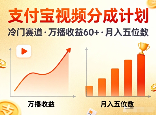 支付宝视频分成计划，做冷门赛道，万播收益60+，月入五位数！-智云网